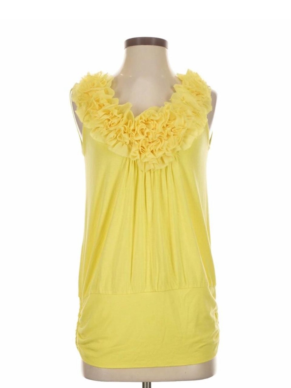 Neiman Marcus Yellow Ruffle-Front Sleeveless Tank